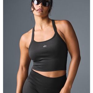 ALO Yoga Black Sports Bra Racerback Moisture-Wicking